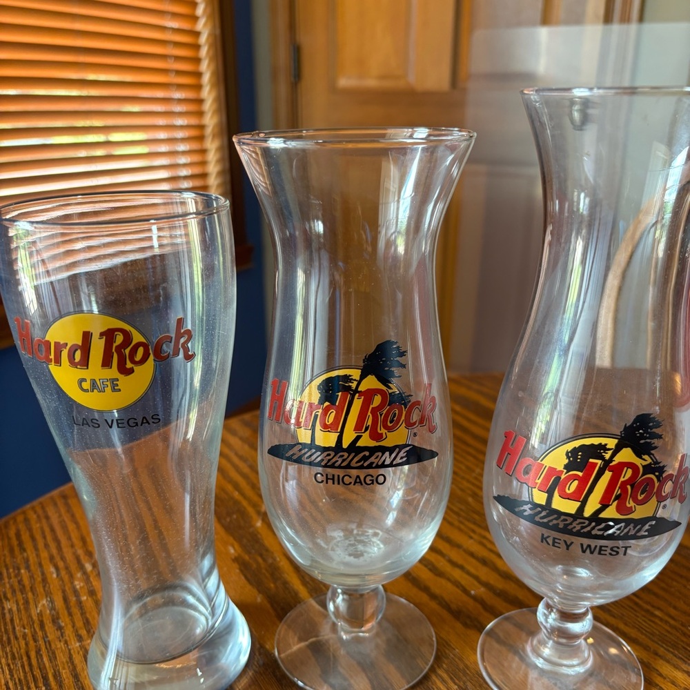 Hard Rock Cafe Logo Glass Trio - Red and Yellow Accents
